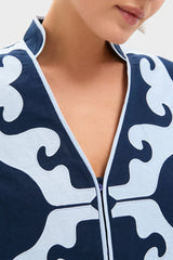 Navy & Baby Blue Embroidered Teresa Caftan