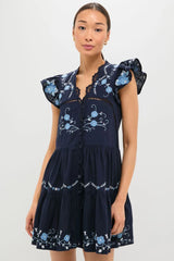 Exclusive Navy Edwina Embroidery Tunic Dress