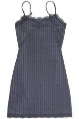 Lace Trim Pinstripe Mini Dress
