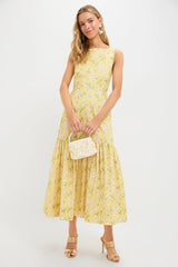 Yellow Hibiscus Low-Back Dress