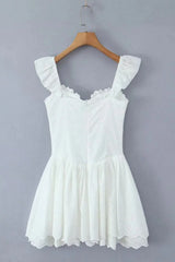 White Strap Lase-up Short Skirt