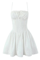 White Spaghetti Strap Bow Lace Party Skirt