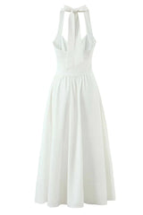 Halter Pink Midi Dress with Buttons