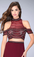Two-Piece Cold-Shoulder Long Jersey Dress