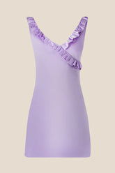 V-neck Lavender Ruffled A-line Short Dress