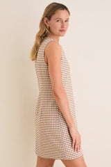 Mocha Gingham Yvette Mini Dress
