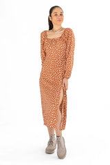 Rust Daisy Milkmaid Maxi Dress
