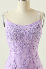 Lavender Lace Straps Tight Mini Dress