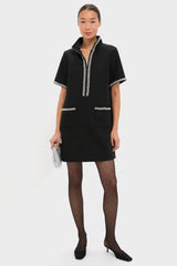 Black Tweed Embellished Ophelia Dress