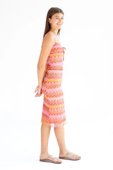 Mesh Flame Stitch Midi Dress