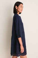 Navy Eyelet Royal Shirt Dress
