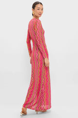 Electric Wave Pink Scarlet Maxi Dress