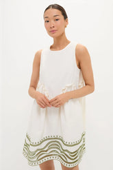 Sage Wave Cotton Joyce Mini Dress