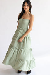 Smocked Top Strapless Maxi Dress