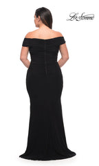 Off-Shoulder La Femme Plus-Size Long Prom Dress