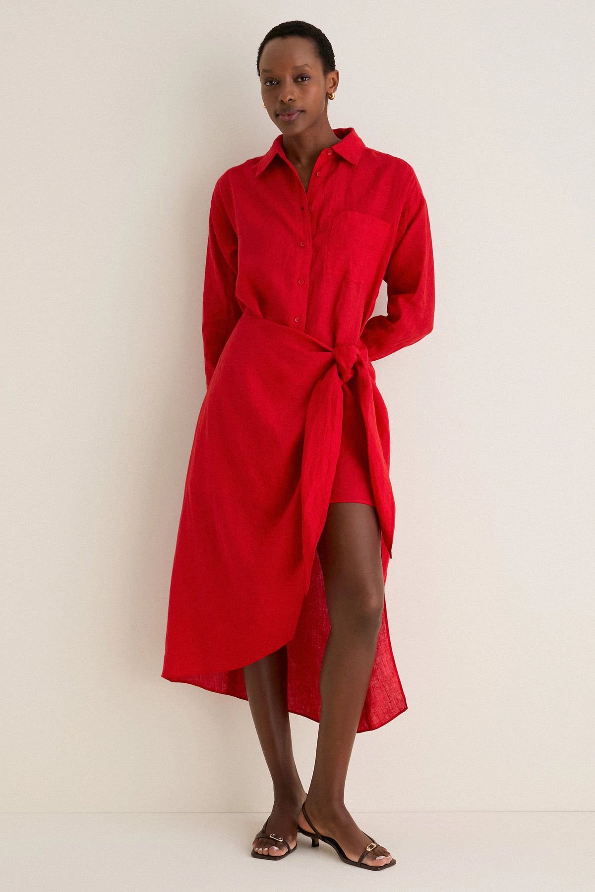 Racing Red Alessandra Sarong Shirt Dress