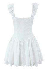 White Strap Lase-up Short Skirt