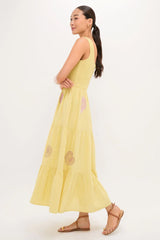 Citrine Stripe Embroidered Mallie Dress