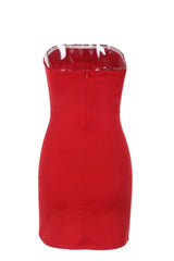 Strapless Red Ruched Fitted Party Dress