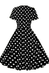 Yellow and White Polk Dots Bow Swing Dress