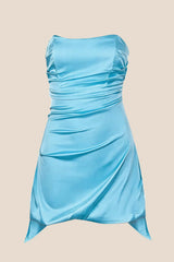 Strapless Yellow Ruched Short Dress