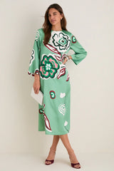 Fauvist Floral Hammered Satin Jamie Dress