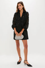 Black Crochet Sparkle Collier Dress