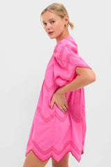 Hot Pink with Red Embroidery Weston Mini Dress