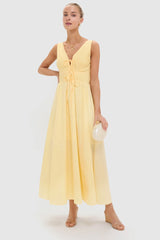 Light Yellow V-Neck Maxi Dress