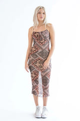 Mesh Dark Patchwork Maxi Dress