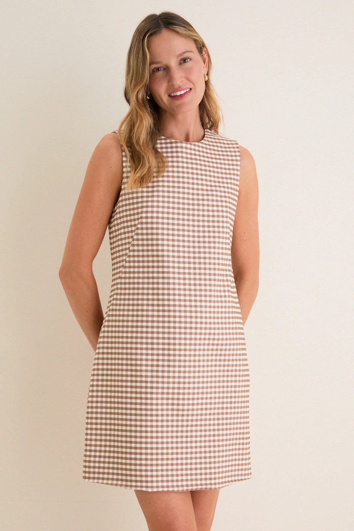 Mocha Gingham Yvette Mini Dress