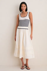 Exclusive Cream Striped Midi Dress