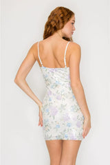 Bailey Floral Sequin Sweetheart Mini Dress