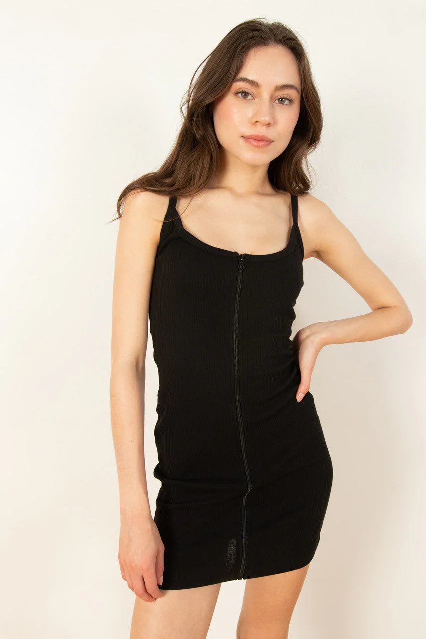 Black Zip Up Cami Dress