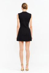 Carly Gold Buttons Knit Mini Dress