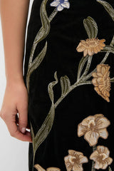 Hand Embroidered Laguna Cinefila Velvet Maxi Dress